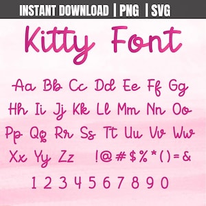 Kitty Font SVG, PNG, Bedårande alfabetssiffror (redigerbar i Canva)
