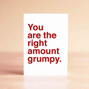 Funny Valentine Card, Valentine's Day Gift, Valentine Gift for Him, Best Friend Gifts, You are the right amount grumpy.