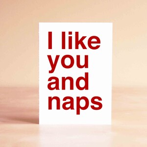 Funny Valentine Card, Sad Shop Card, I like you and naps