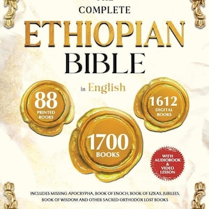 May include: The Complete Ethiopian Bible in English, illustrated. Features 88 printed books, 1612 digital books, and 1700 books. Includes audiobook and video lesson. Published by Solomon's Gate Press.