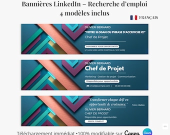 Canva Job Search LinkedIn Banner | 3 Designs + 1 Blank Template | Professional LinkedIn Banner | Editable Template