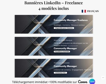 Canva Freelance LinkedIn Banners | 4 Professional Templates | LinkedIn Banner | 100% Editable | Instant Download