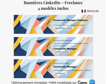 Canva Freelance LinkedIn Banners | 4 Professional Templates | LinkedIn Banner | 100% Editable | Instant Download