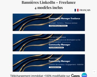 Canva Freelance LinkedIn Banners | 4 Professional Templates | LinkedIn Banner | 100% Editable | Instant Download