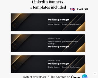 Professional LinkedIn Banner Canva Template | Modern Design | 3 Variations + Blank Version