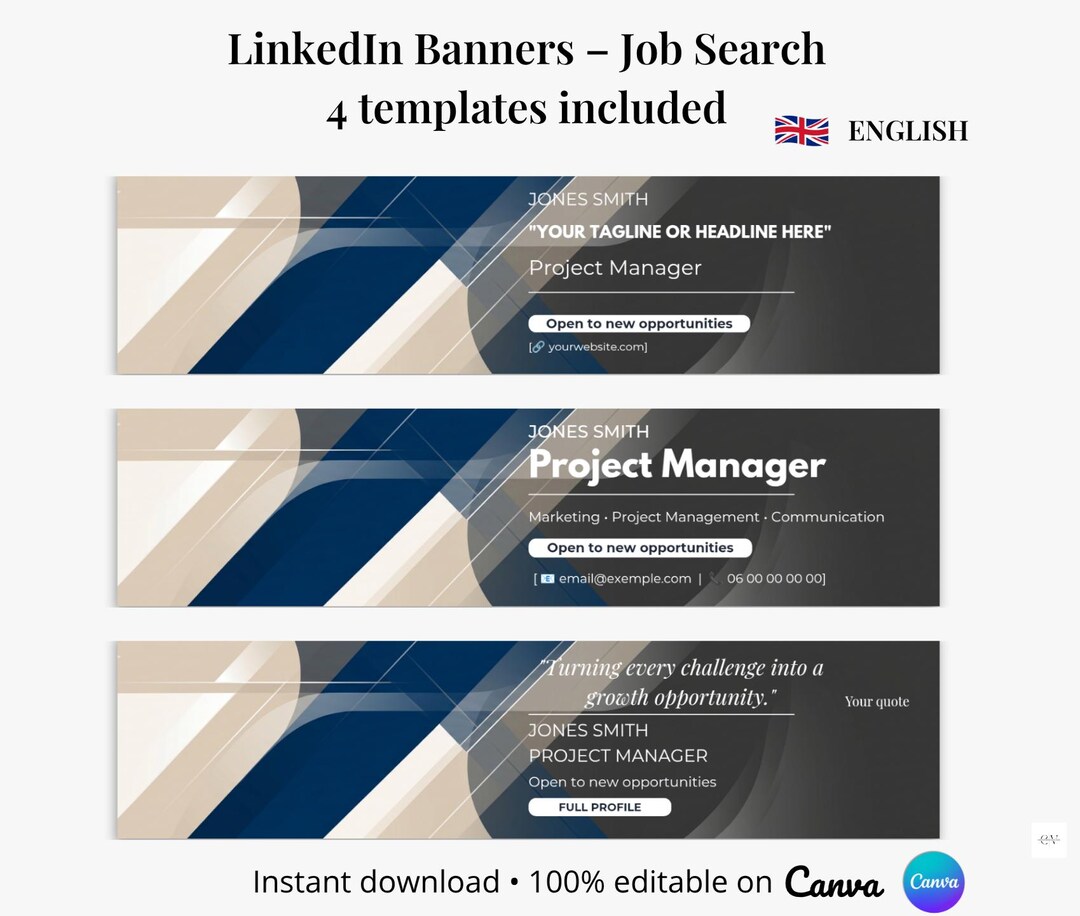 Linkedin Banner Job Seeker Canva | 3 Designs + 1 Blank Template ...