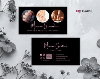 Printable Business Card for Nail Stylist, Nail Technician | Editable Design | Professional Business Card | Customizable Canva Template
