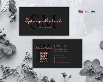 Printable Business Card for Luxury Nail Stylist | Editable Design | Professional Business Card | Customizable Canva Template