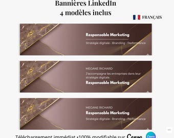 Canva Professional LinkedIn Banner | Modern Template | 3 Variations + Blank Version