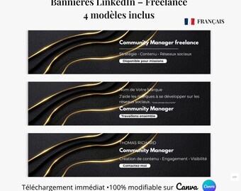 Canva Freelance LinkedIn Banners | 4 Professional Templates | LinkedIn Banner | 100% Editable | Instant Download