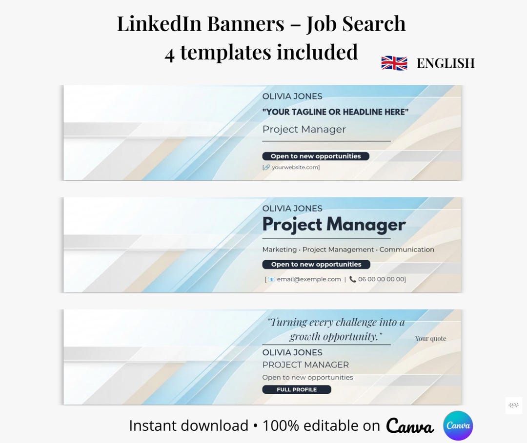 Linkedin Banner Job Seeker Canva | 3 Designs + 1 Blank Template ...