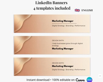 Professional LinkedIn Banner Canva Template | Modern Design | 3 Variations + Blank Version