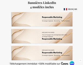 Canva Professional LinkedIn Banner | Modern Template | 3 Variations + Blank Version