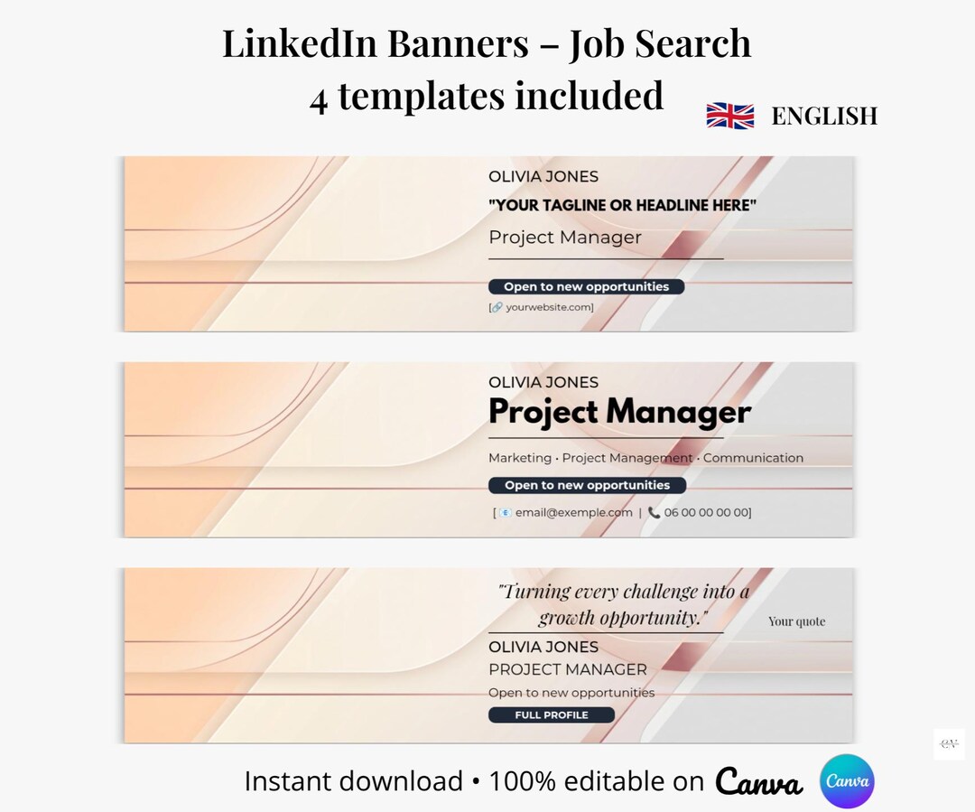 Linkedin Banner Job Seeker Canva | 3 Designs + 1 Blank Template ...