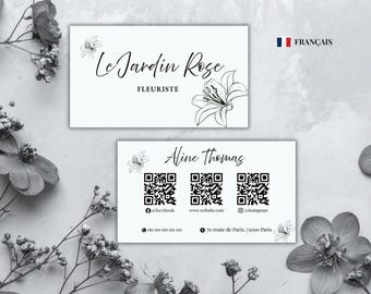 Printable Florist Business Card with QR Code | Editable Design | Professional Business Card | Customizable Template on Canva