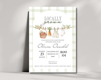Invito per baby shower a tema "Prodotti locali" / Giardino, Neutro (Modello Canvas)
