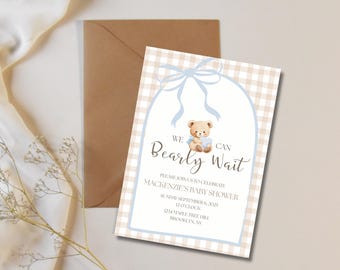 Invito per baby shower a tema orsetto / Invito "Non vediamo l'ora" (Download digitale)