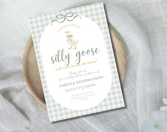 Invito per baby shower a tema oche buffe, invito a quadretti neutro (modificabile)