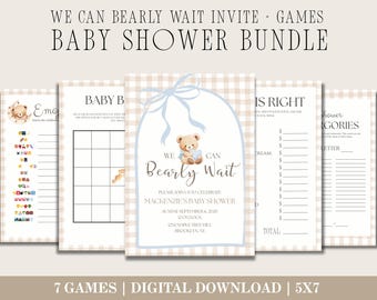 Kit per baby shower a tema orsacchiotto / Invito per maschietto, giochi (download digitale)