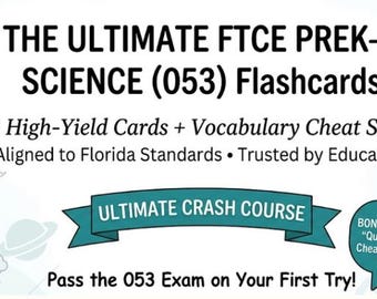 FTCE PreK-3 Science (053) Fiches d'étude | Préparation à la certification des enseignants de Floride (téléchargement numérique)