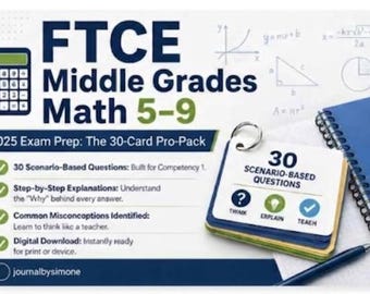 Fiches d'étude de mathématiques 5-9 (025) du FTCE : 30 questions pratiques basées sur des scénarios