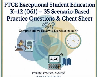 Pack de préparation à l'examen FTCE ESE K-12 (061) | Questions pratiques, explications, aide-mémoire (téléchargement numérique)
