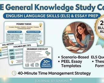 Pack d'études d'anglais et de dissertation FTCE GK | Réussir le test de culture générale | Stratégie de dissertation PEEL
