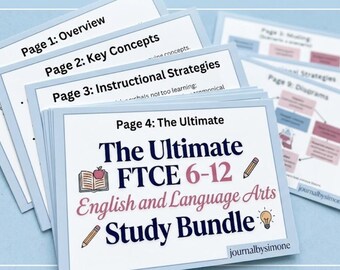 Ultimate FTCE 6-12 English & Language Arts Bundle | 50 fiches d'étude basées sur des scénarios