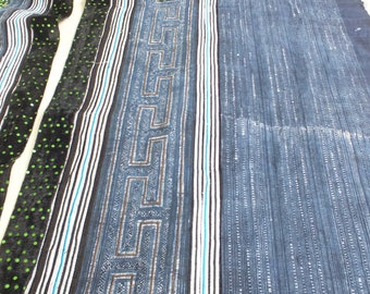Hmong Fabric,Hmong Batik,Handwoven cotton Vintage fabrics,Indigo Blue, Hmong, Fabric and textiles, Table runner- Hmong, Hemp