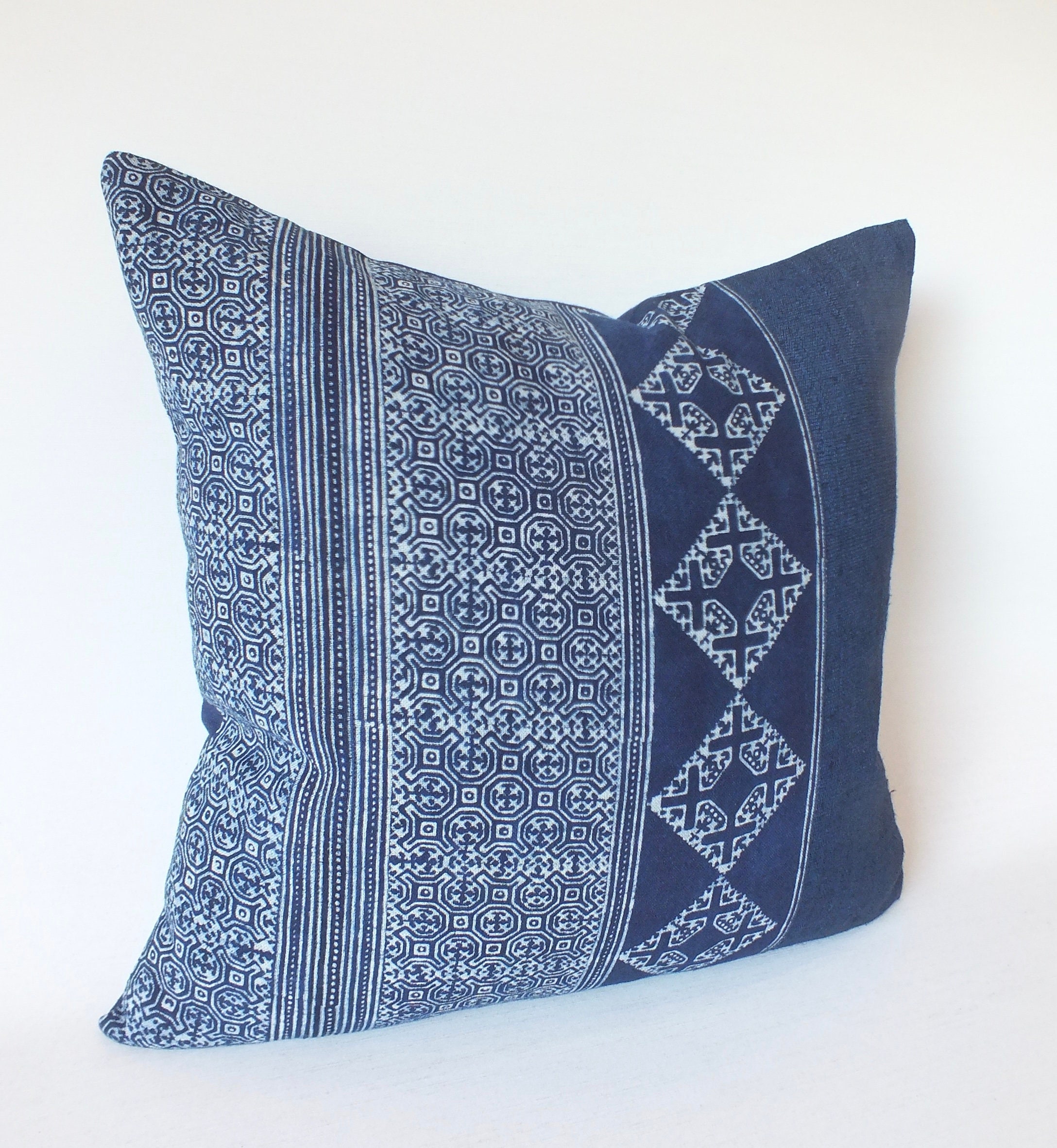 Batik Indigo Navy Midnight Blue Cushions Throw Pillows | Etsy