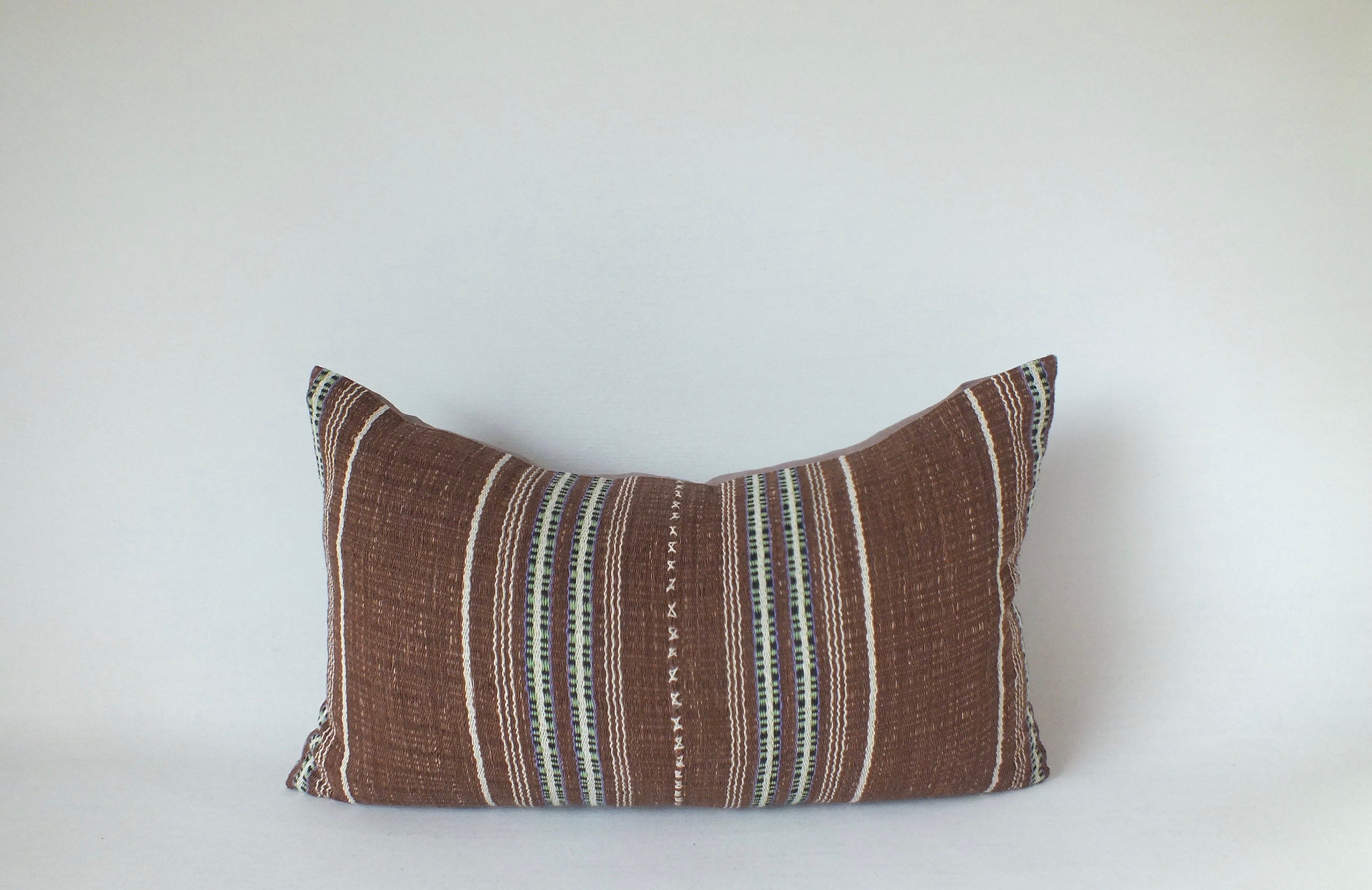 Coussins Boho Marron et Vert Thai Throw Pillows Décoratif Accent Cover Textiles Ethniques Tribaux Ra