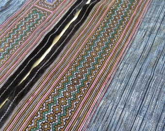 Hmong Fabric,Hmong Batik,Handwoven cotton Vintage fabrics,Indigo Blue, Hmong, Fabric and textiles, Table runner- Hmong, Hemp