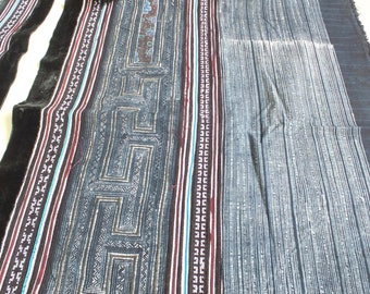 Hmong Fabric,Hmong Batik,Handwoven cotton Vintage fabrics,Indigo Blue, Hmong, Fabric and textiles, Table runner- Hmong, Hemp