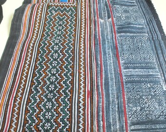 Hmong Fabric,Hmong Batik,Handwoven cotton Vintage fabrics,Indigo Blue, Hmong, Fabric and textiles, Table runner- Hmong, Hemp