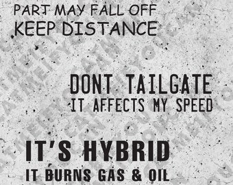 Hybrid Tailgate Part fall off phrases sticker