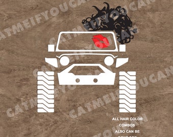 Girl decal for off-road vehicle hair