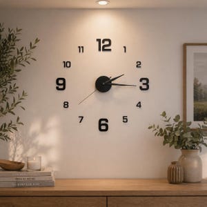 Orologio da parete fai da te senza cornice, moderno e silenzioso, grande adesivo da parete, minimalista, per soggiorno, ufficio e arredamento casa.