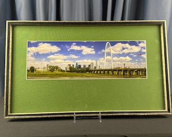 David A. Smith Dallas Skyline Panorama, Margaret Hunt Hill Bridge Photo, Framed Artwork