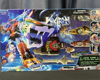 Vintage Trendmasters Voltron Defender of the Universe Die-Cast Set von 1997 – Gold/Silber Edition, unbenutzter Inhalt, KB Toys-Aufkleber