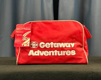 TWA-Reisetasche | Vintage-Vinyltasche von Trans World Airlines | Reise-Souvenirs aus den 1970er Jahren
