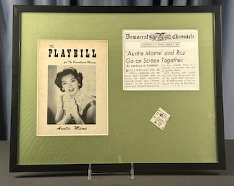 Rosalind Russell Tante Mame 1957 Broadway-Programmheft & Eintrittskarte, gerahmt