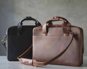 Personalisierte Top Grain Leder Reise 16 ''Laptoptasche Aktentasche Schulranzen Portfolio Notebook Tablet Messenger Bag, Geschenk für ihn