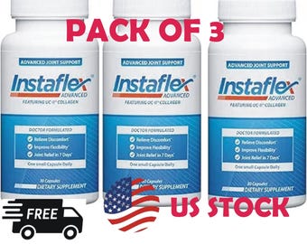 Lot de 3 compléments alimentaires Instaflex Advanced pour le soutien articulaire : curcuma, resvératrol, extrait de Boswellia serrata, BioPerine®, collagène UC-II - 30 comprimés