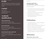 Academic Resume Template University Professor CV Research Resume Canva Instant Download