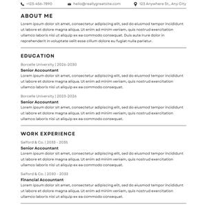 Minimalist Resume Template, ATS Friendly CV, Clean Canva (instant ...