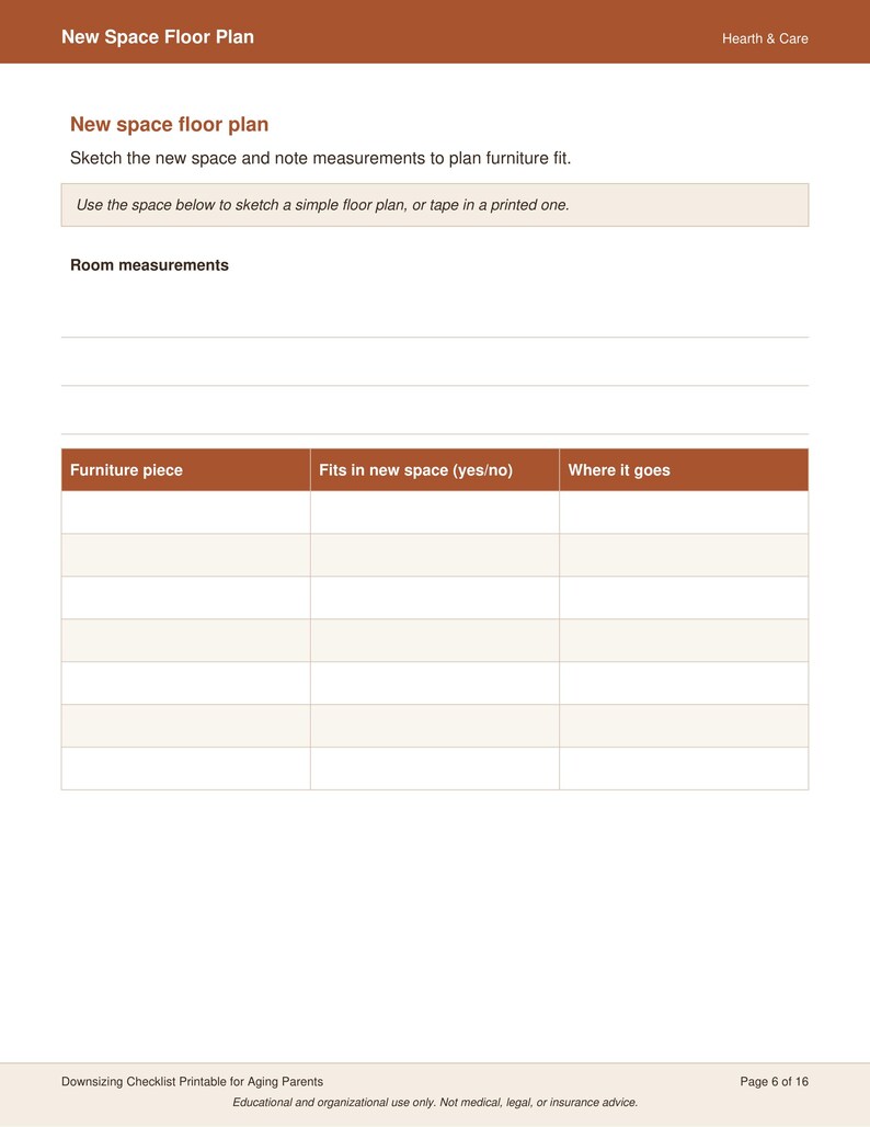 Utskrivbar flyttchecklista för seniorer | Pärm för nedskalning för åldrande föräldrar | Flytt- och dödsbosorteringskit för serviceboende | Direkt PDF bild 4