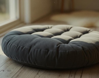 Plush Corduroy Round Floor Cushion – Tufted Meditation Yoga Pillow – Versatile Home Seating