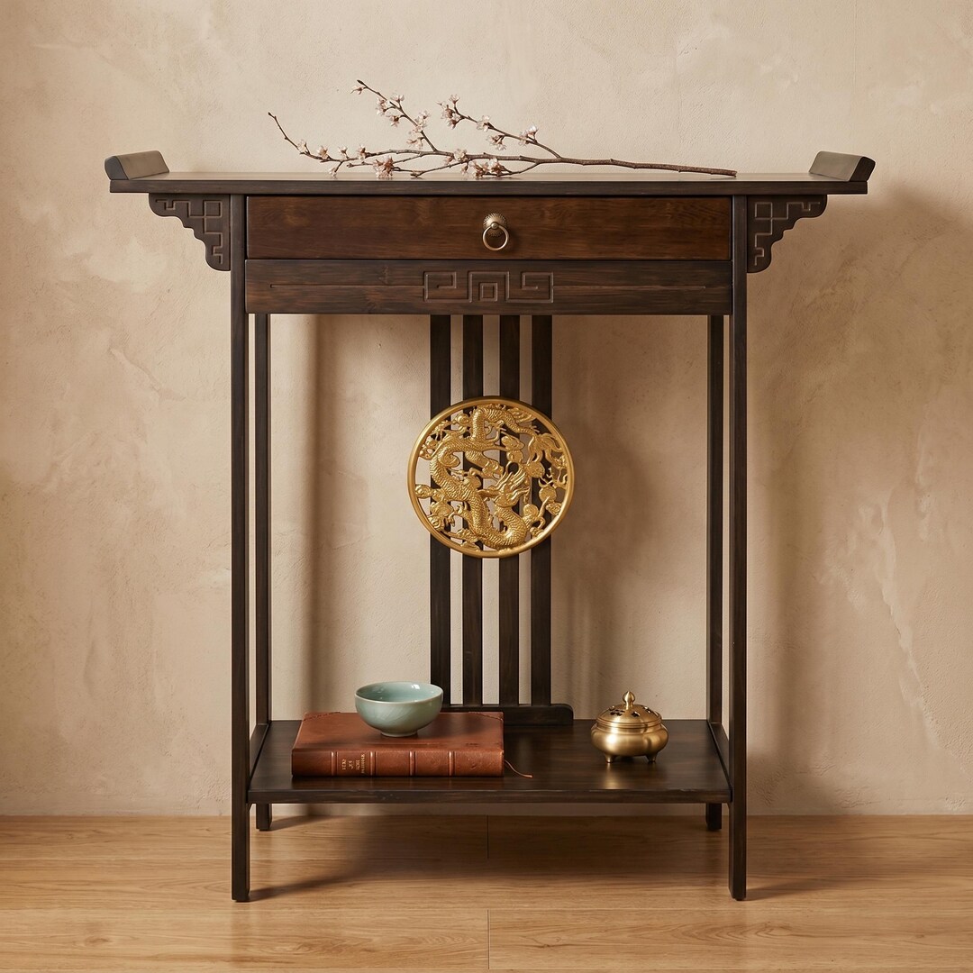Solid Bamboo Console Table | Asian Zen Two-tier Entryway Hallway Sofa ...