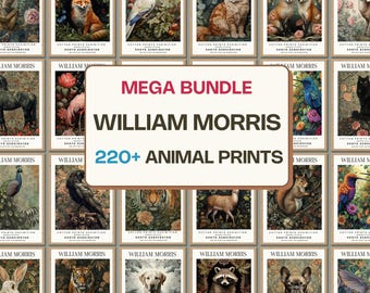 Meer dan 220 dierenprints van William Morris | Vintage botanische muurdecoratie | Set posters voor kunst- en handwerktentoonstellingen | Digitale download