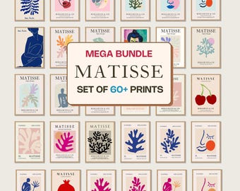 Bundel van 60 prints van Henri Matisse | Uitgesneden figuren, bloemen en abstracte kunst | Collectie voor aan de muur | Matisse posterset | Digitale download